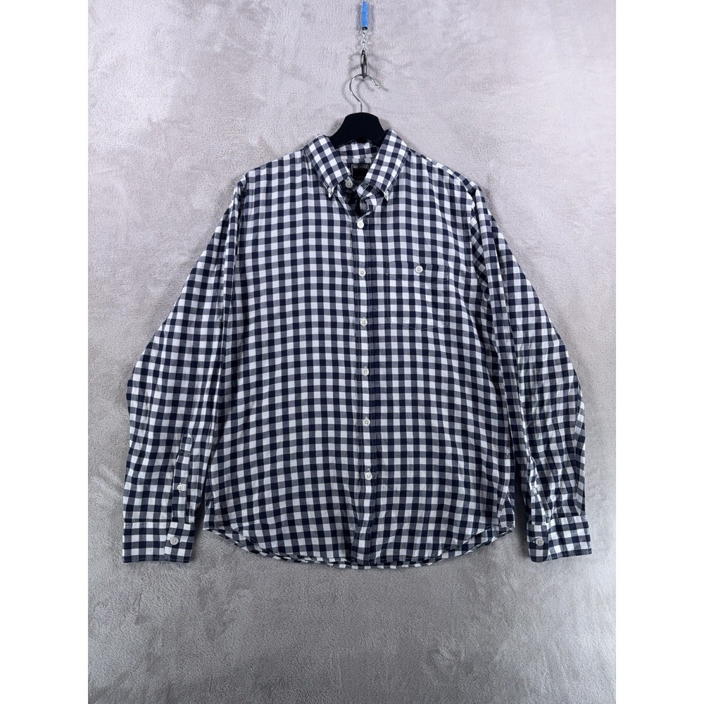 Todd Snyder Long Sleeve Button Down Shirt Mens Size Large White Blue Check Dress